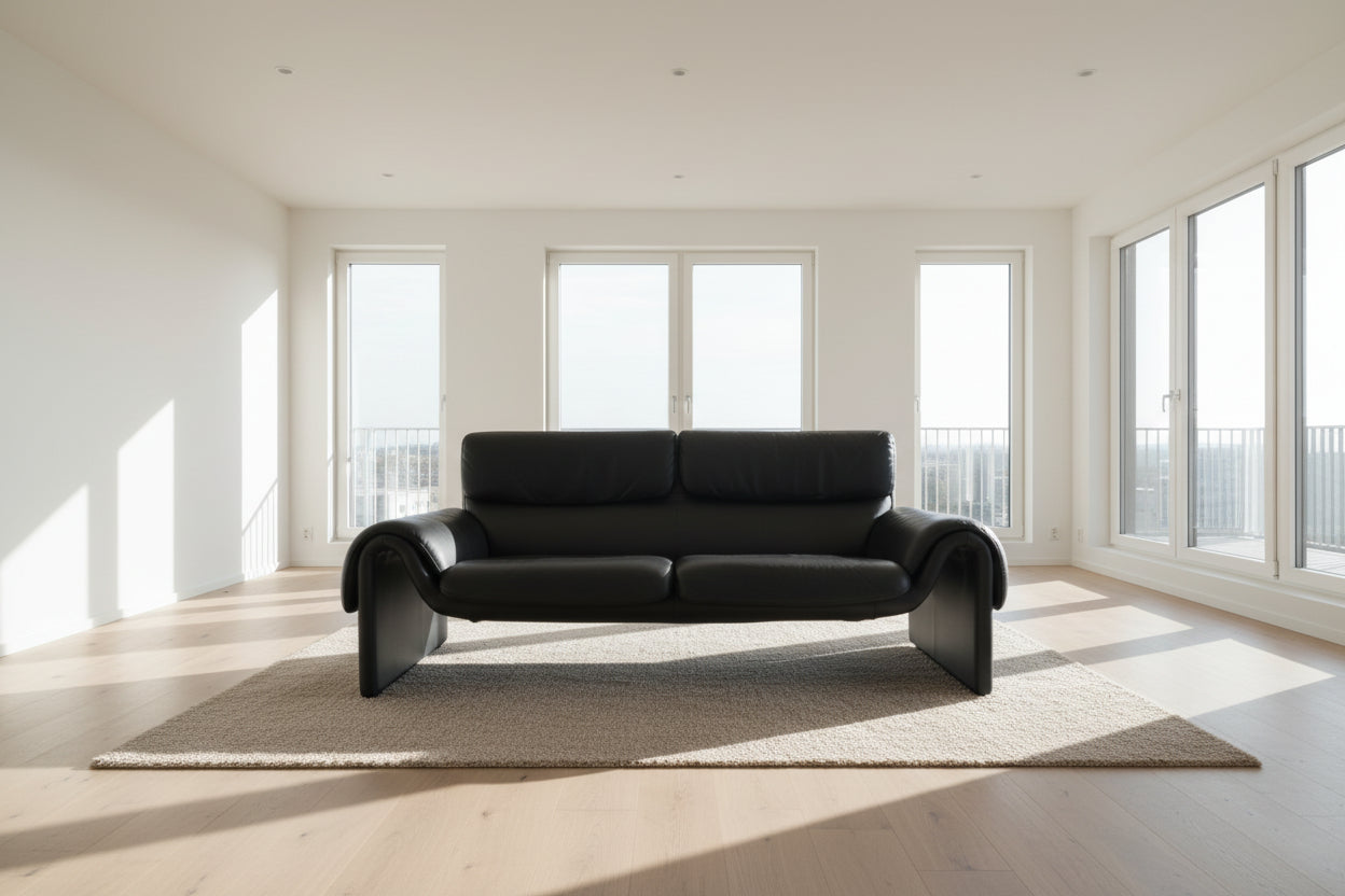 De Sede ds 2011 Designersofa Ledersofa Couch Desede Zweisitzer Schwarz-De Sede-JSFurniture