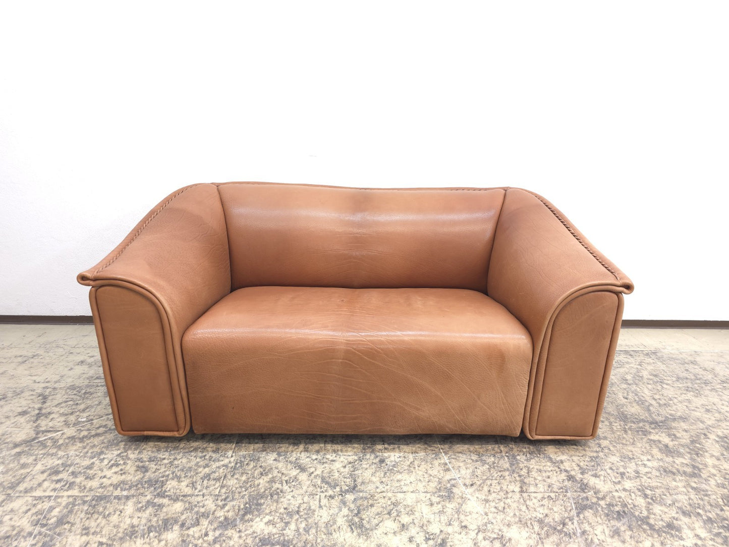 Ernst Lüthy De Sede Zweisitzer Sofa Braun Leder Ausziehbar-De Sede-JSFurniture
