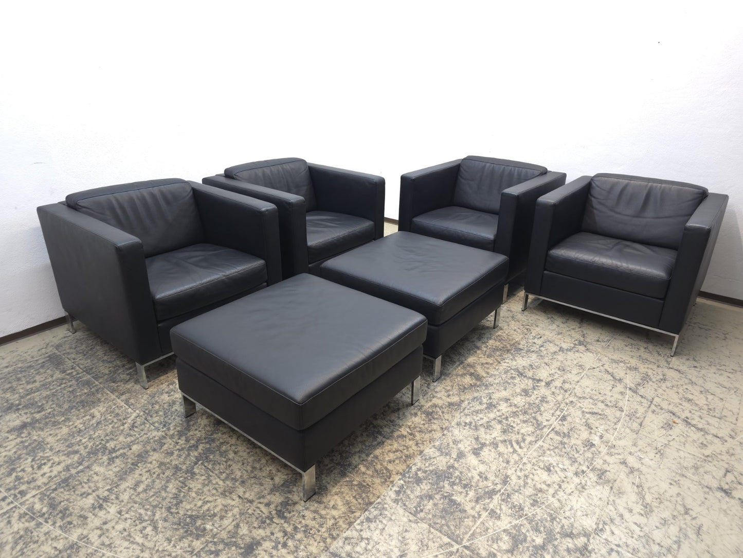Walter Knoll Foster 500 Set 8x schwarz Designersessel Ledersessel Chair Büro-Walter Knoll-JSFurniture