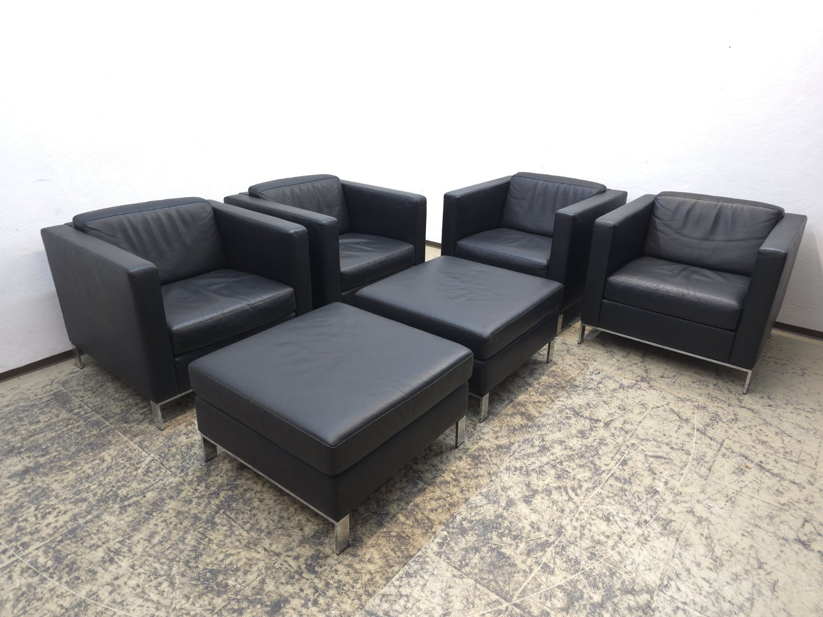 Walter Knoll Foster 500 Set 8x schwarz Designersessel Ledersessel Chair Büro-Walter Knoll-JSFurniture