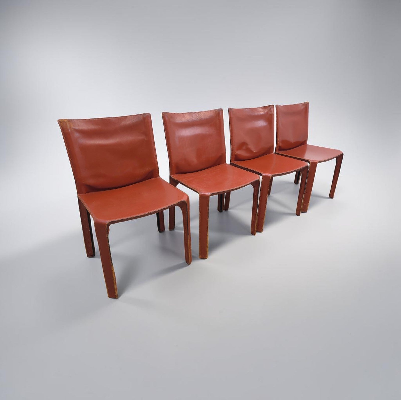 Cassina Cab Set 4 Stühle + Sofa Leder Cognac-Cassina-JSFurniture