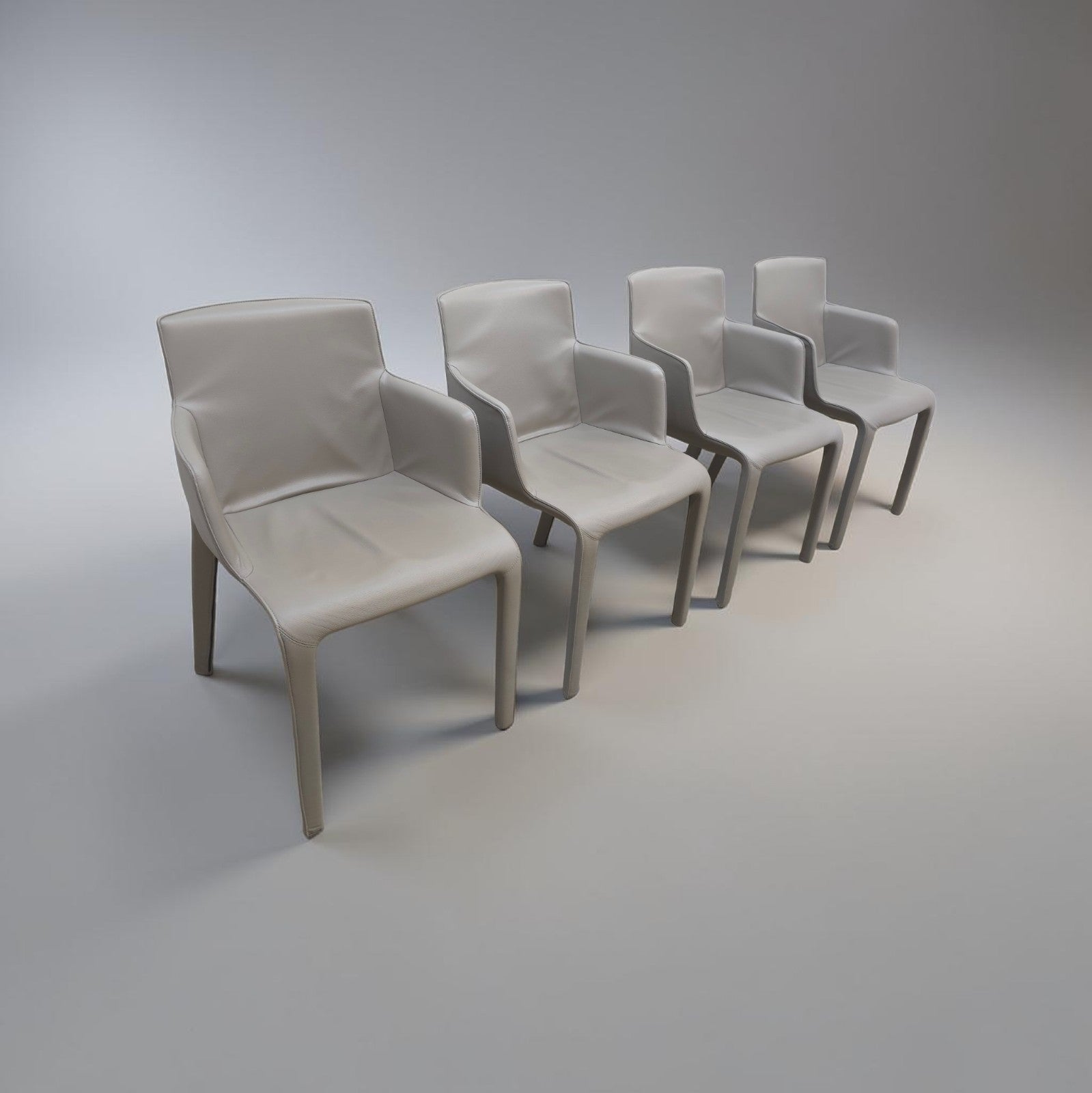 Walter Knoll Gio Stühle Set 8 Leder Grau-Walter Knoll-JSFurniture