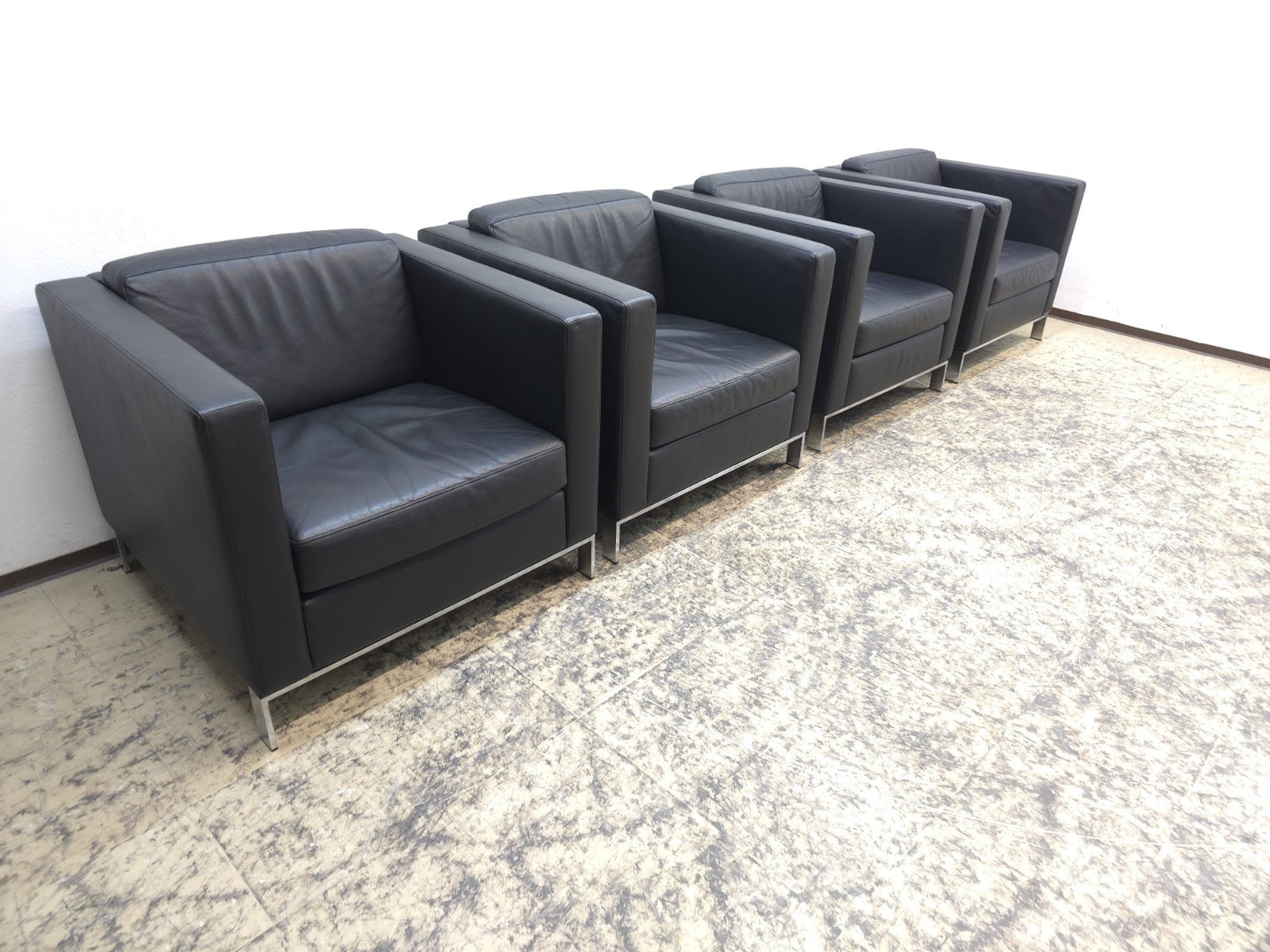 Walter Knoll Foster 500 Set 8x schwarz Designersessel Ledersessel Chair Büro-Walter Knoll-JSFurniture