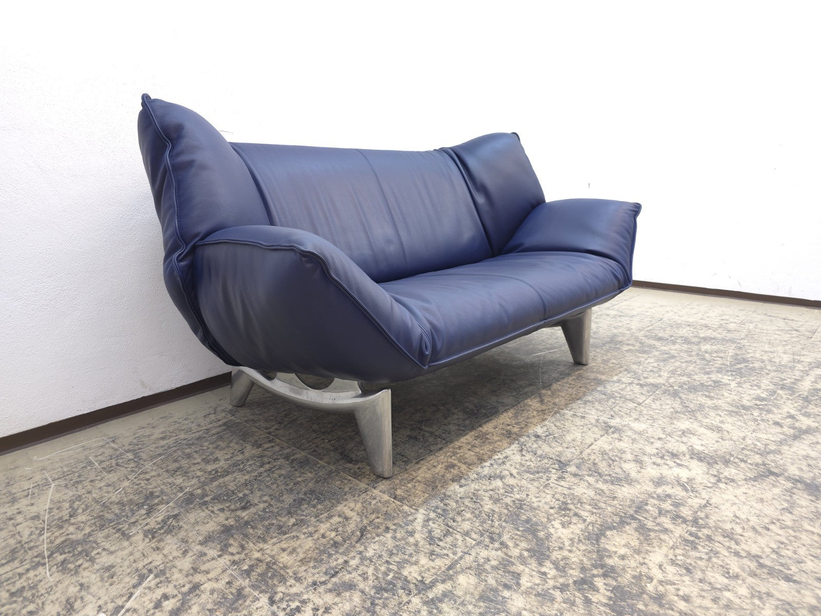 Leolux Tango Blau Ledersofa Couch Funktion Zweisitzer-Leolux-JSFurniture