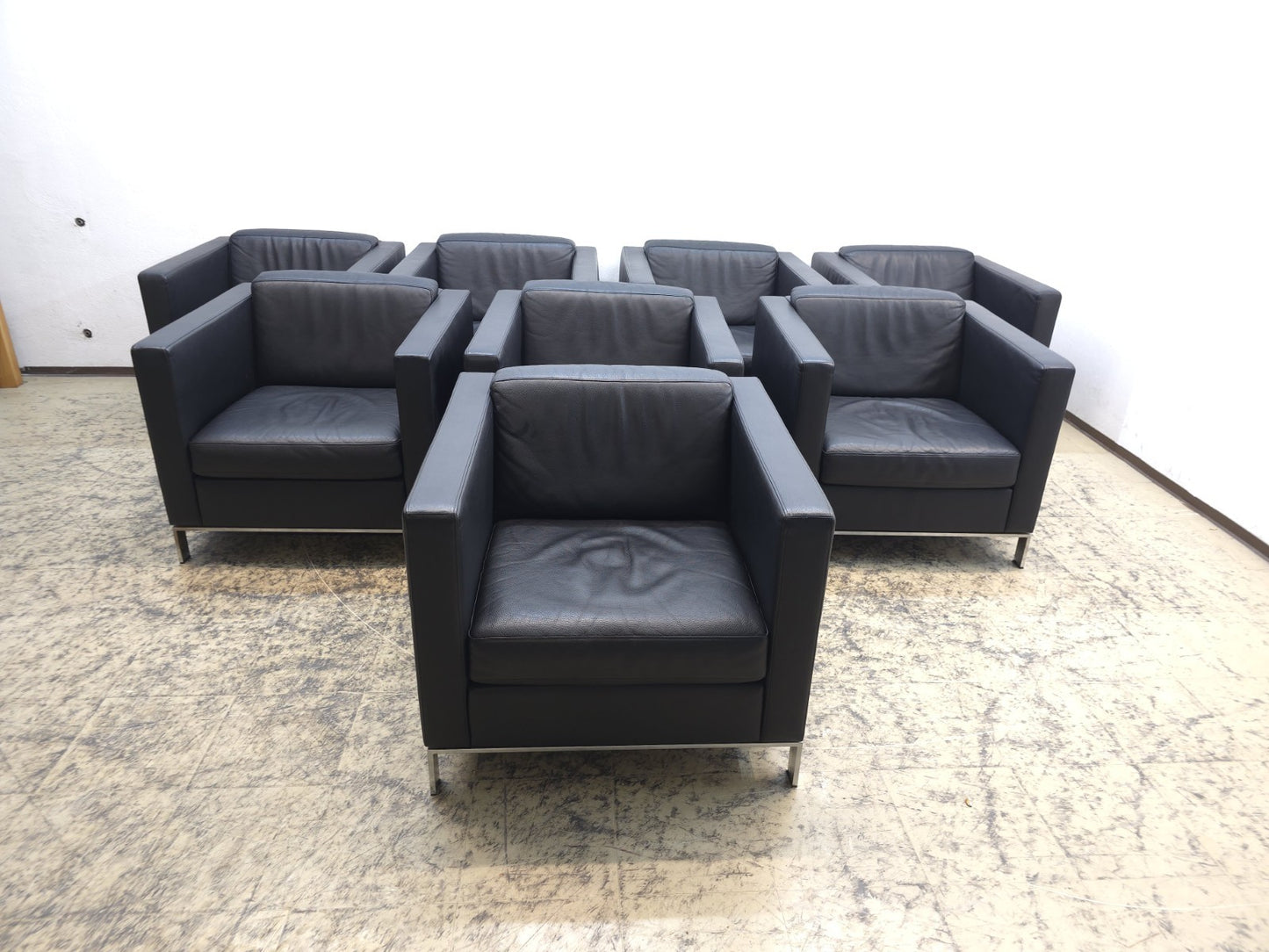 Walter Knoll Foster 500 Set 8x schwarz Designersessel Ledersessel Chair Büro-Walter Knoll-JSFurniture