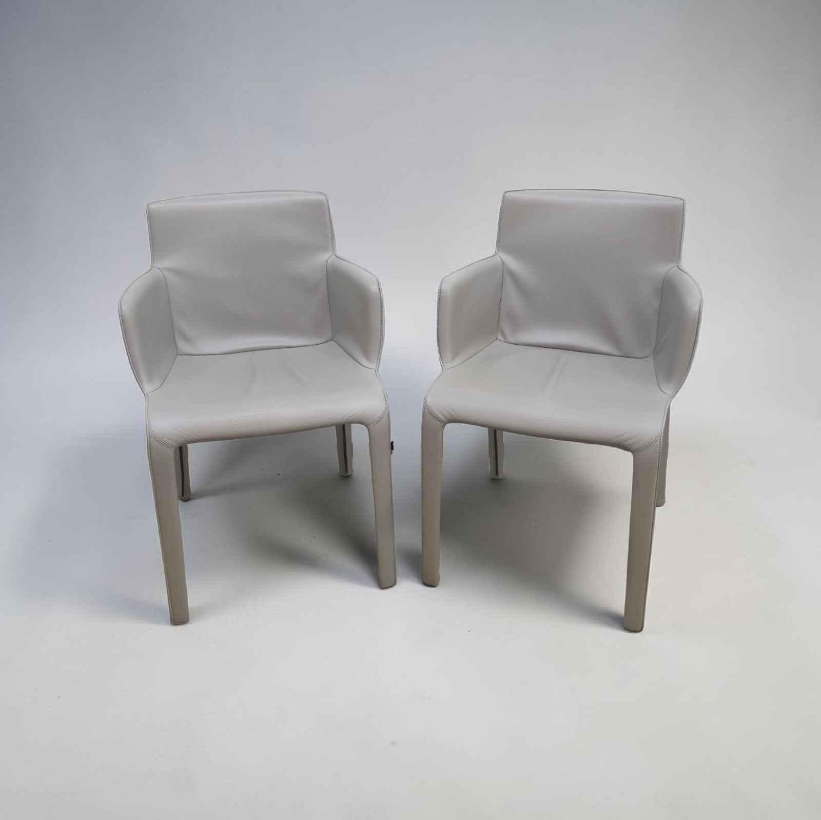 Walter Knoll Gio Stühle Set 8 Leder Grau-Walter Knoll-JSFurniture