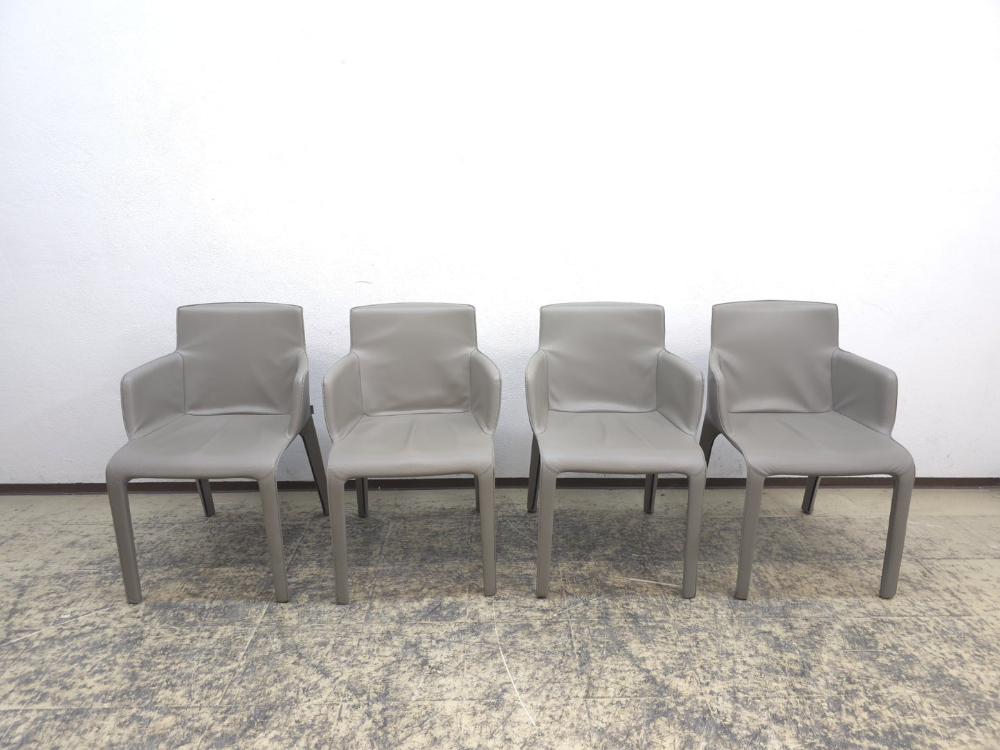 Walter Knoll Gio Stühle Set 8 Leder Grau-Walter Knoll-JSFurniture