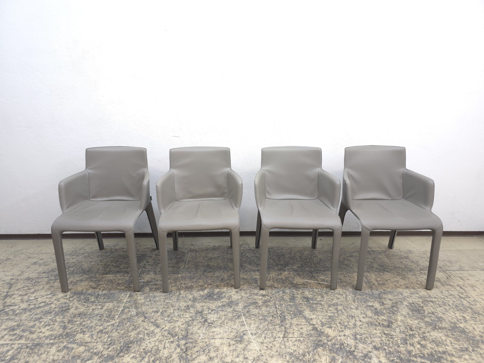 Walter Knoll Gio Stühle Set 8 Leder Grau-Walter Knoll-JSFurniture