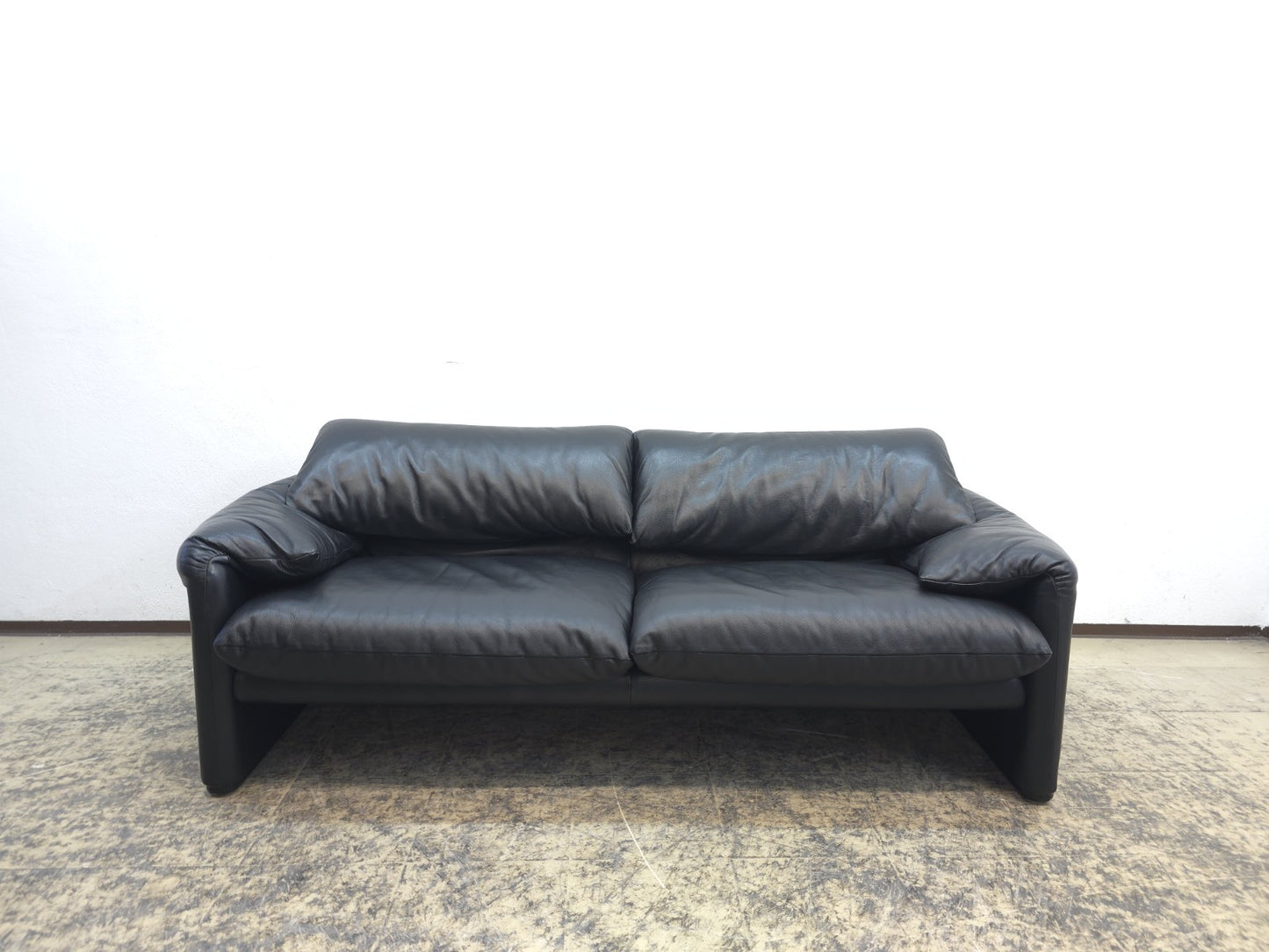 Cassina Maralunga Zweisitzer Designersofa Ledersofa Couch Ledercouch schwarz-Cassina-JSFurniture