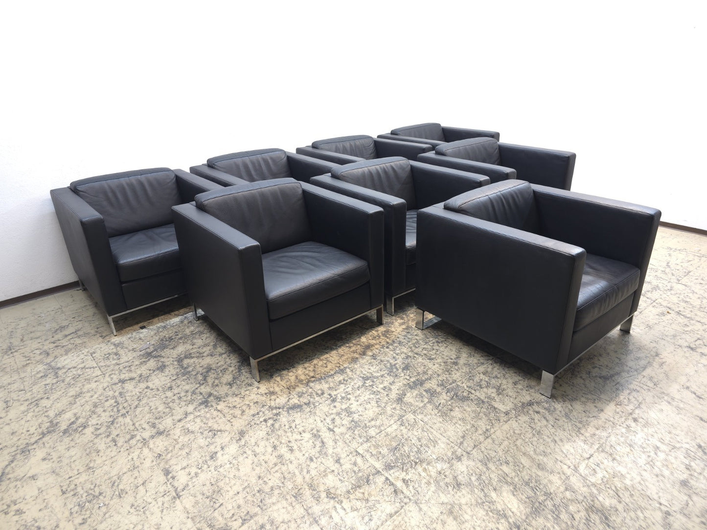 Walter Knoll Foster 500 Set 8x schwarz Designersessel Ledersessel Chair Büro-Walter Knoll-JSFurniture
