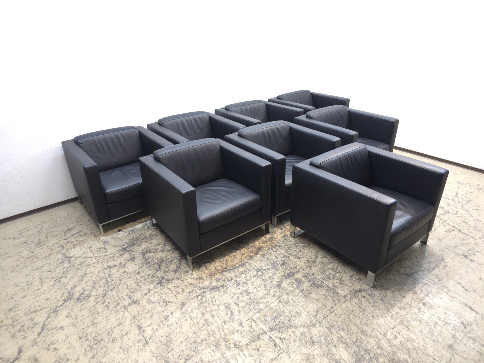 Walter Knoll Foster 500 Set 8x schwarz Designersessel Ledersessel Chair Büro-Walter Knoll-JSFurniture