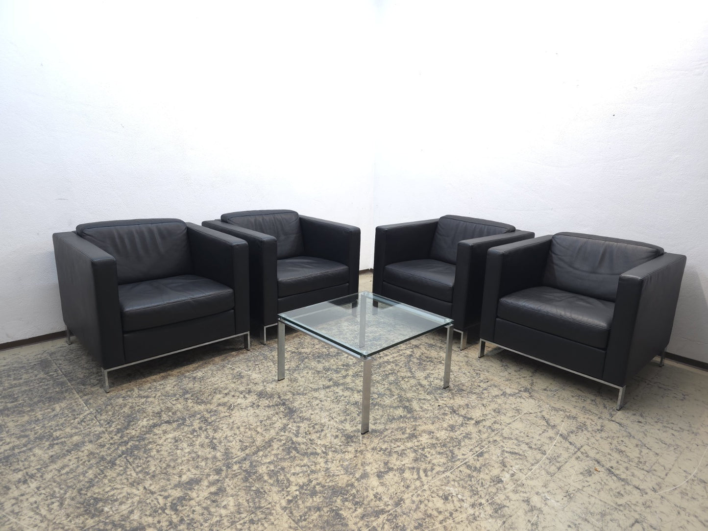 Walter Knoll Foster 500 Set 8x schwarz Designersessel Ledersessel Chair Büro-Walter Knoll-JSFurniture