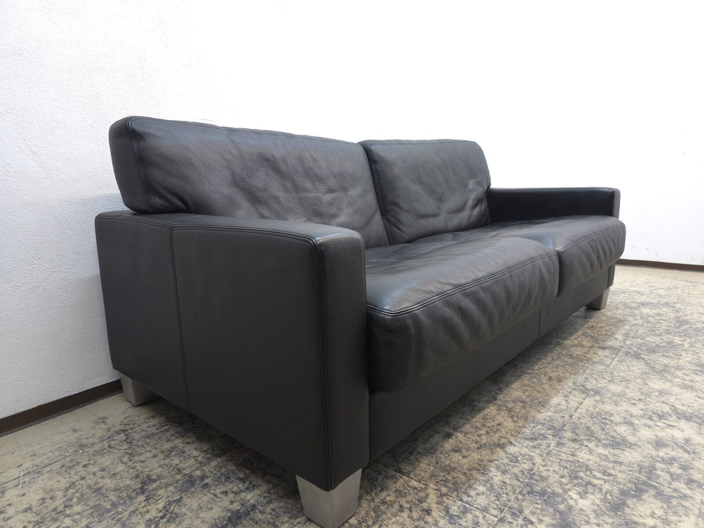 De Sede DS-17 Dreisitzer Sofa Leder Schwarz-De Sede-JSFurniture