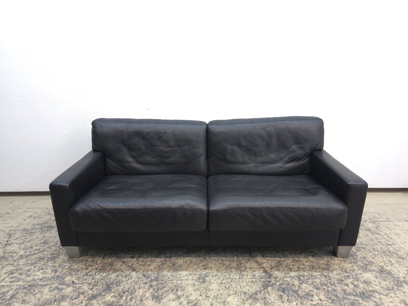 De Sede DS-17 Dreisitzer Sofa Leder Schwarz-De Sede-JSFurniture
