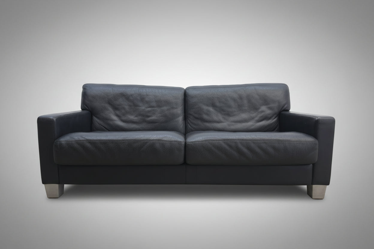 De Sede DS-17 Dreisitzer Sofa Leder Schwarz-De Sede-JSFurniture