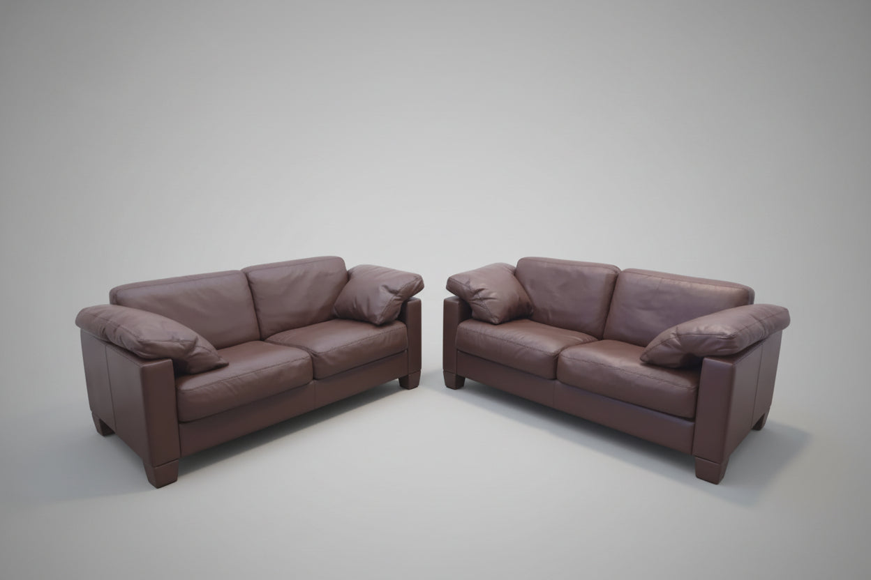 De Sede DS-17 Leder Sofa Garnitur Braun – 2x Zweisitzer Vintage Designer-De Sede-JSFurniture