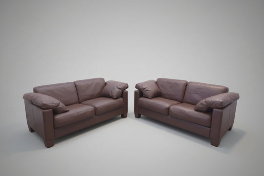 De Sede DS-17 Leder Sofa Garnitur Braun – 2x Zweisitzer Vintage Designer-De Sede-JSFurniture