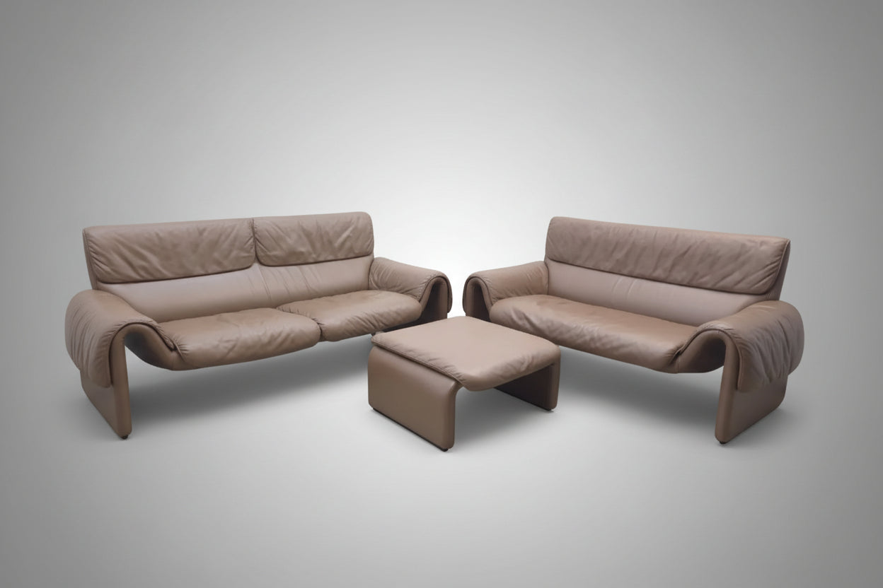 De Sede DS-2011 Braun Garnitur Designersofa Ledersofa Couch Lederhocker-De Sede-JSFurniture