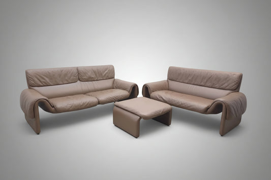 De Sede DS-2011 Braun Garnitur Designersofa Ledersofa Couch Lederhocker-De Sede-JSFurniture