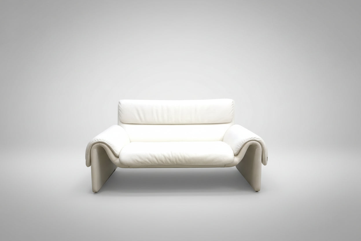 De Sede DS-2011 Designersofa Ledersofa Couch Zweisitzer Creme-De Sede-JSFurniture