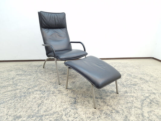 De Sede DS 270 Echtleder Sessel dunkelbraun inkl. Hocker Designersessel Chair-De Sede-JSFurniture