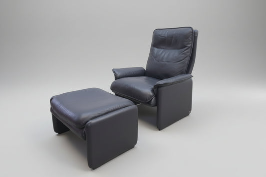 De Sede DS-61 Ledersessel mit Hocker Blau Designer Sessel-De Sede-JSFurniture