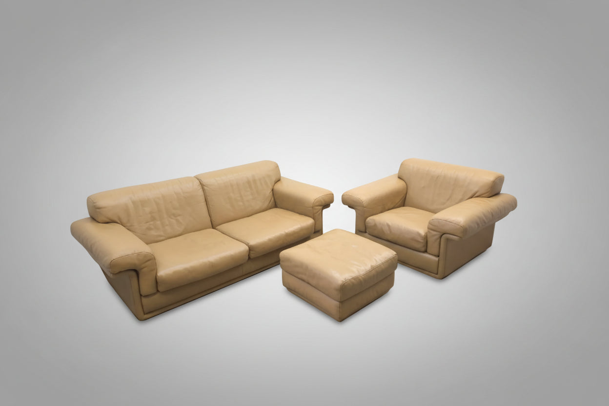 De Sede DS-68 Set Ledersofa Ledersessel Hocker-De Sede-JSFurniture
