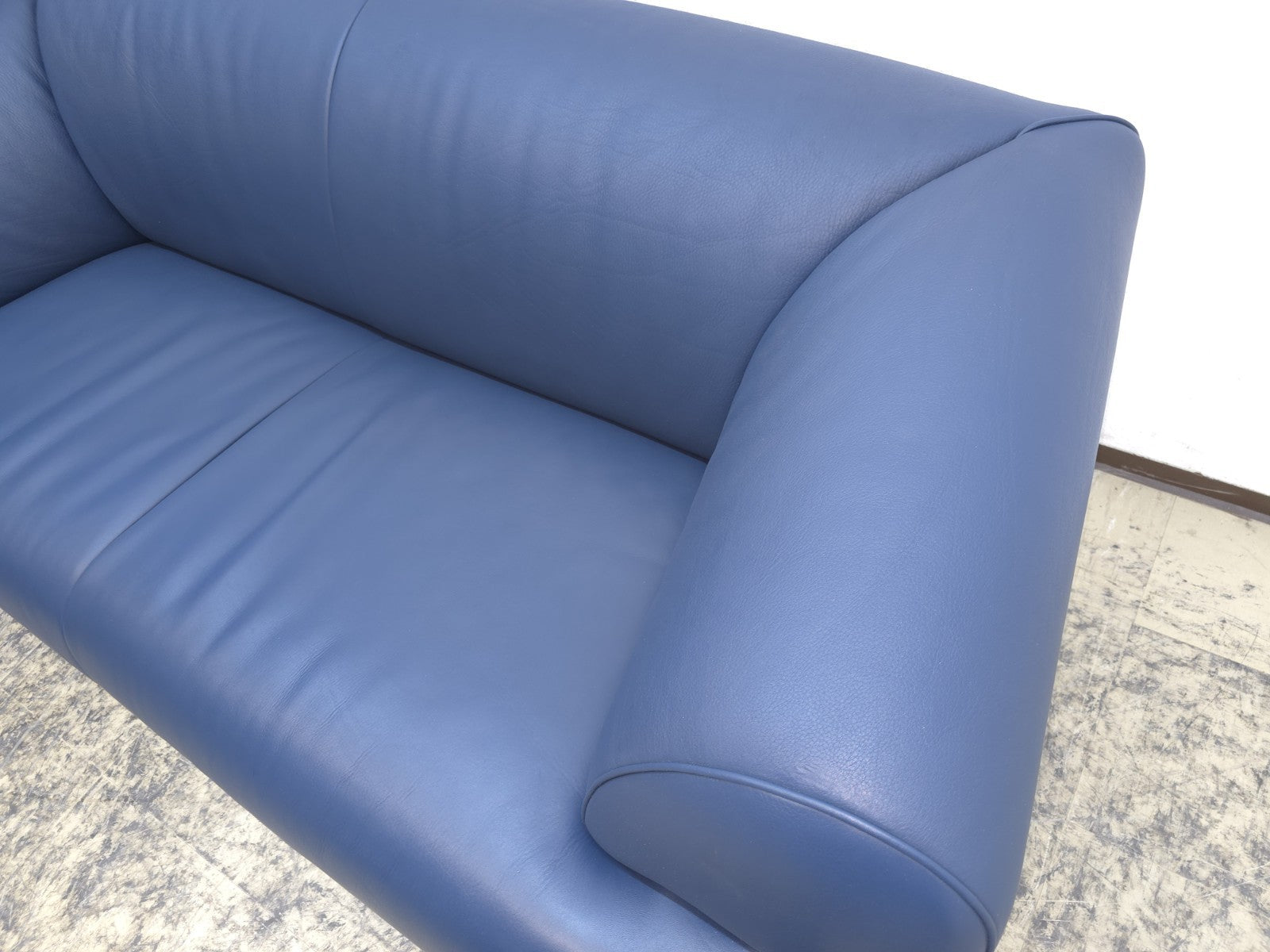 De Sede DS-91 Leder Sofa Blaugrau 2-Sitzer Vintage Designer Sofa-De Sede-JSFurniture