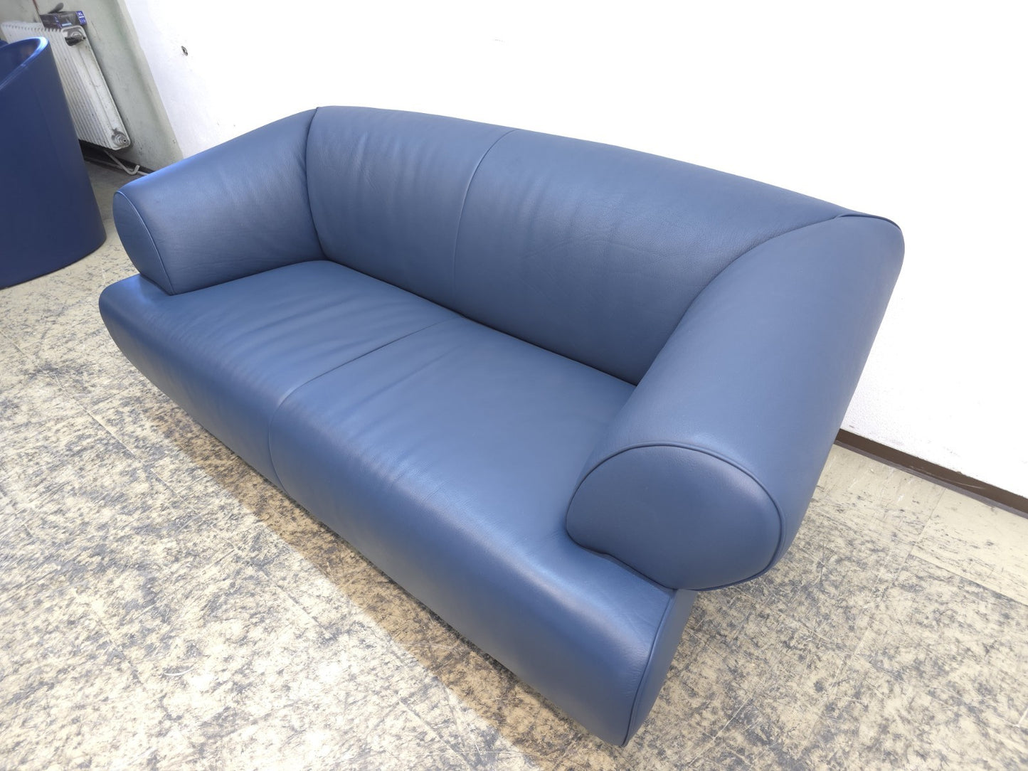 De Sede DS-91 Leder Sofa Blaugrau 2-Sitzer Vintage Designer Sofa-De Sede-JSFurniture