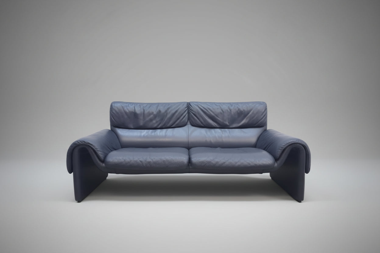 De Sede ds 2011 Designersofa Ledersofa Couch Desede Zweisitzer blau-De Sede-JSFurniture