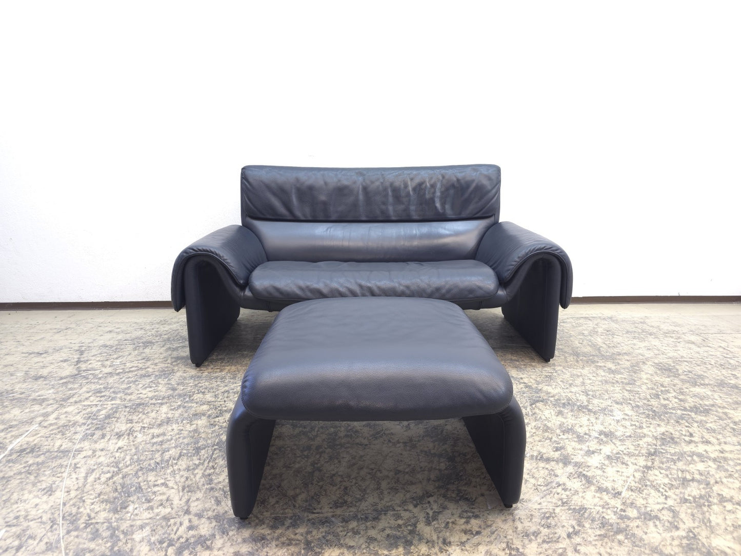 De Sede ds 2011 Garnitur Designersofa Ledersofa Couch Lederhocker desede blau-De Sede-JSFurniture