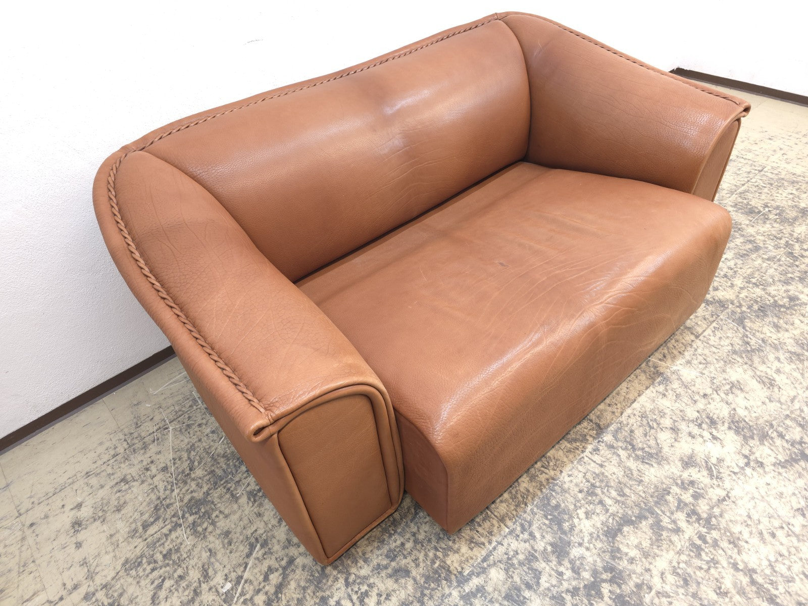 Ernst Lüthy De Sede Zweisitzer Sofa Braun Leder Ausziehbar-De Sede-JSFurniture