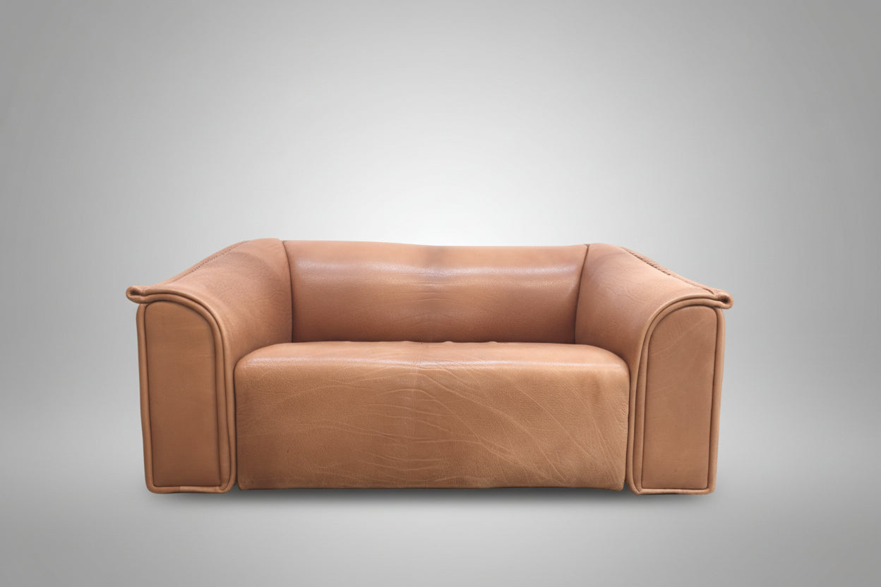 Ernst Lüthy De Sede Zweisitzer Sofa Braun Leder Ausziehbar-De Sede-JSFurniture