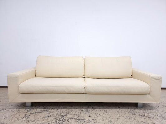FSM Sofa Dreisitzer Designersofa De Sede Echtledersofa in der Farbe creme beige-De Sede-JSFurniture