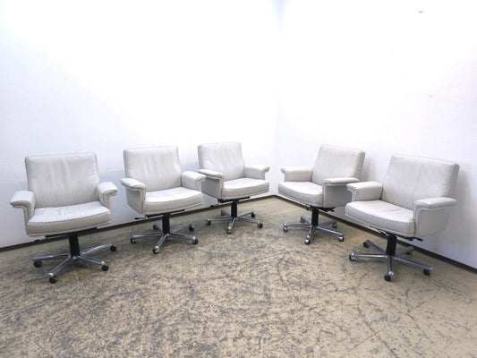 Set aus 5 De Sede DS-35 Sesseln in Grauem Leder , Frontansicht
