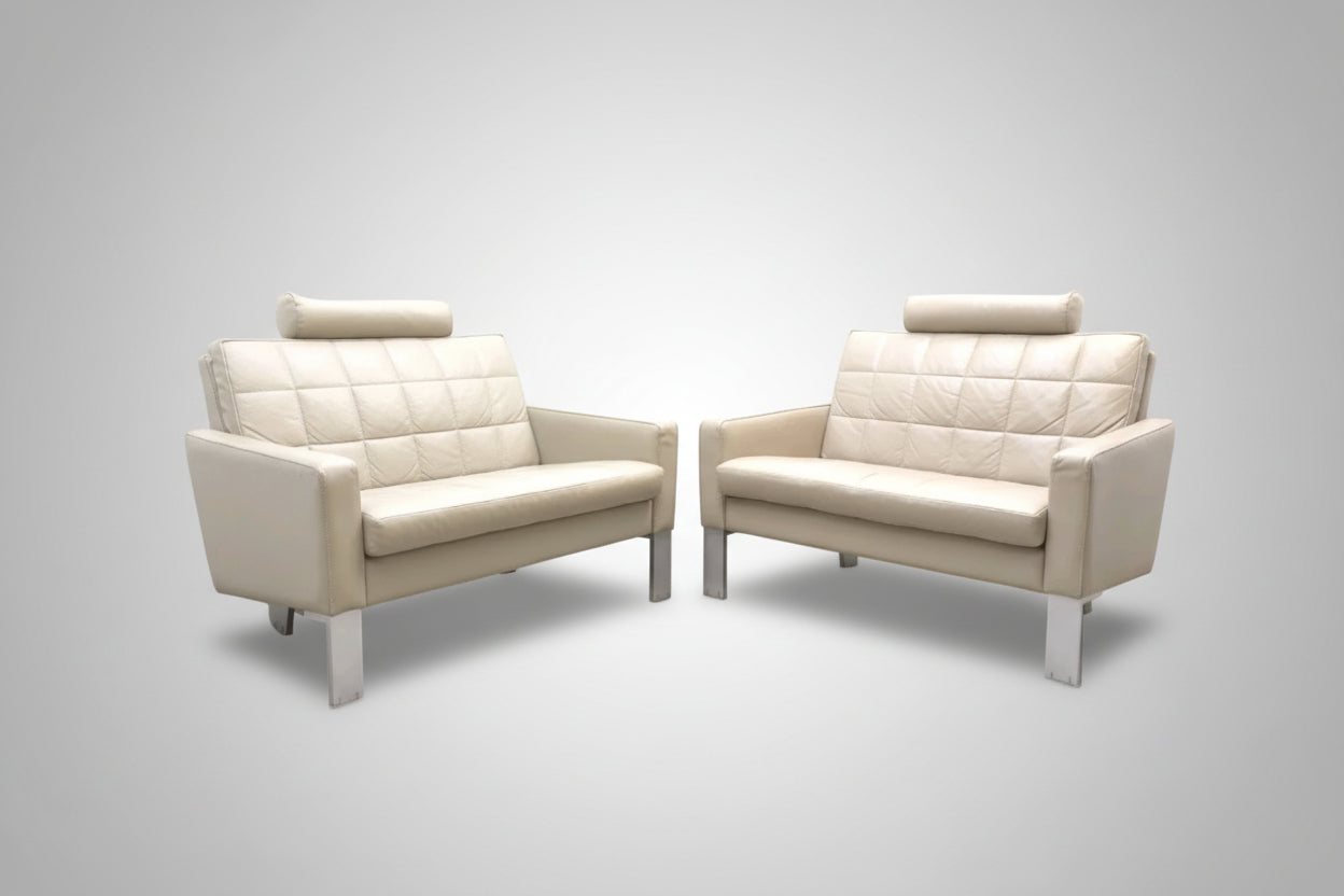 Leolux Sessel Set Designersessel Ledersessel Chair Kleines Sofa Grau Leder-Leolux-JSFurniture