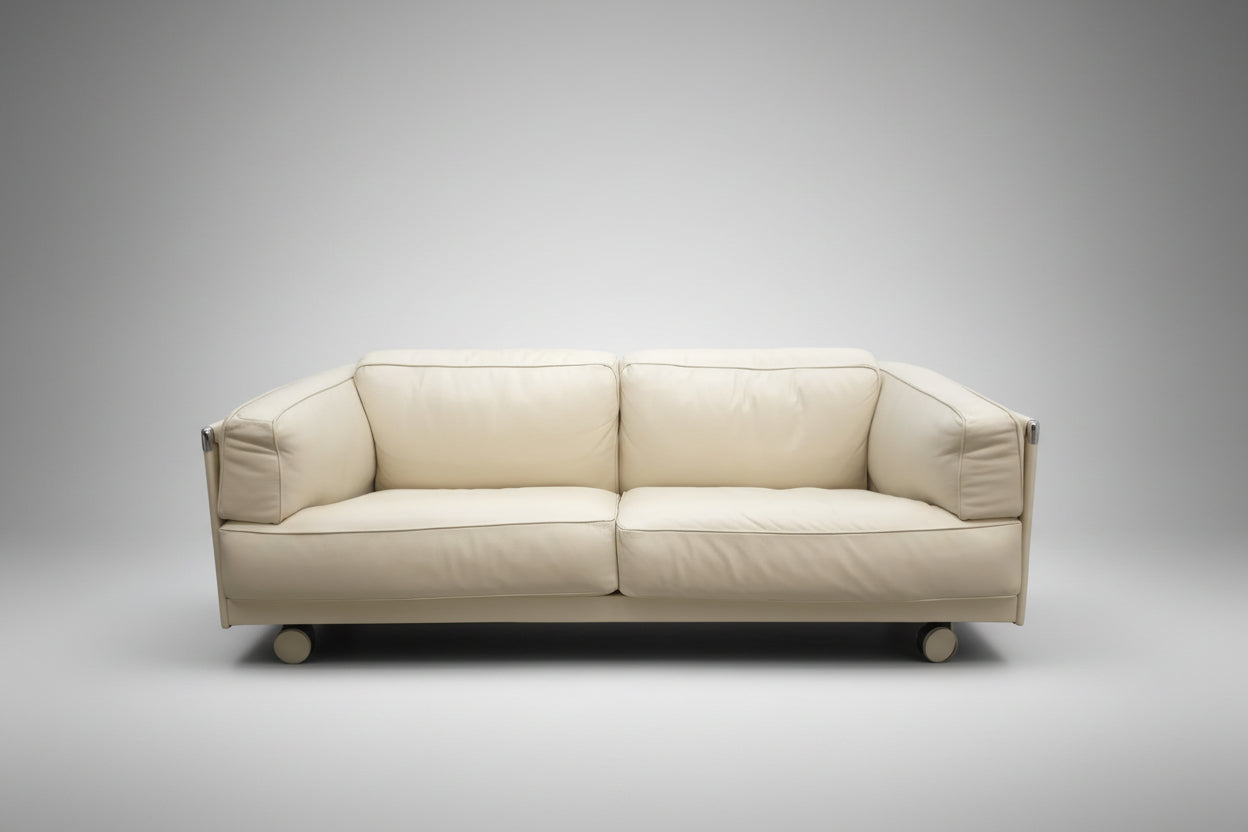 Poltrona Frau Twice Dreisitzer Ledersofa in Beige-Poltrona Frau-JSFurniture