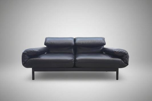 Rolf Benz Plura Zweisitzer Ledersofa Schwarz Designer Sofa