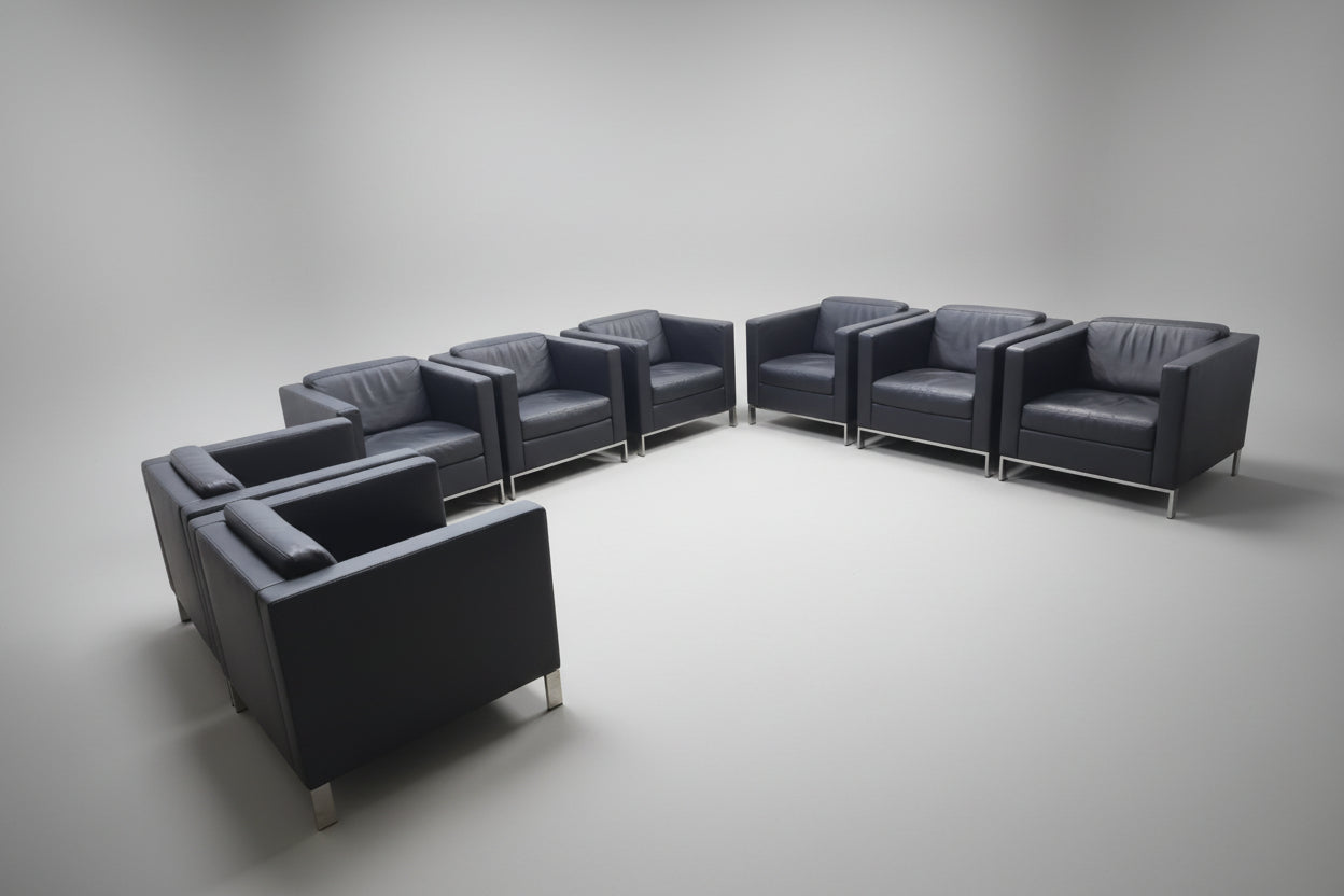 Walter Knoll Foster 500 Set 8x schwarz Designersessel Ledersessel Chair Büro-Walter Knoll-JSFurniture