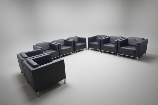 Walter Knoll Foster 500 Set 8x schwarz Designersessel Ledersessel Chair Büro-Walter Knoll-JSFurniture