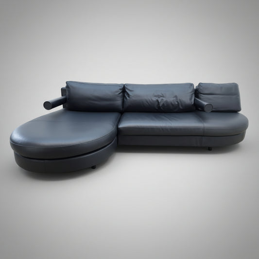 B&B Italia Ecksofa aus schwarzem Leder von Antonio Citterio