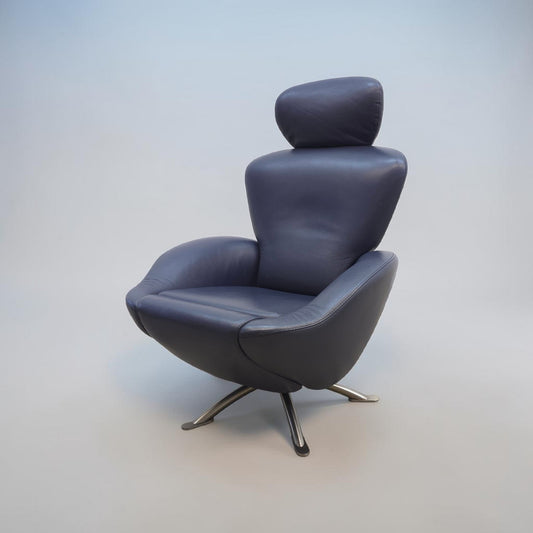 Cassina Dodo Sessel Leder Blau Relaxsessel-Cassina-JSFurniture