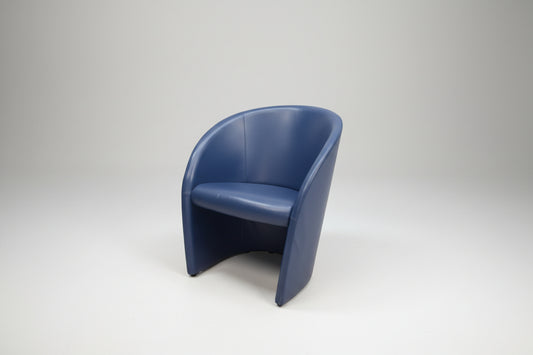 Poltrona Frau Intervista Sessel Leder Blau Designer Vignelli-Poltrona Frau-JSFurniture