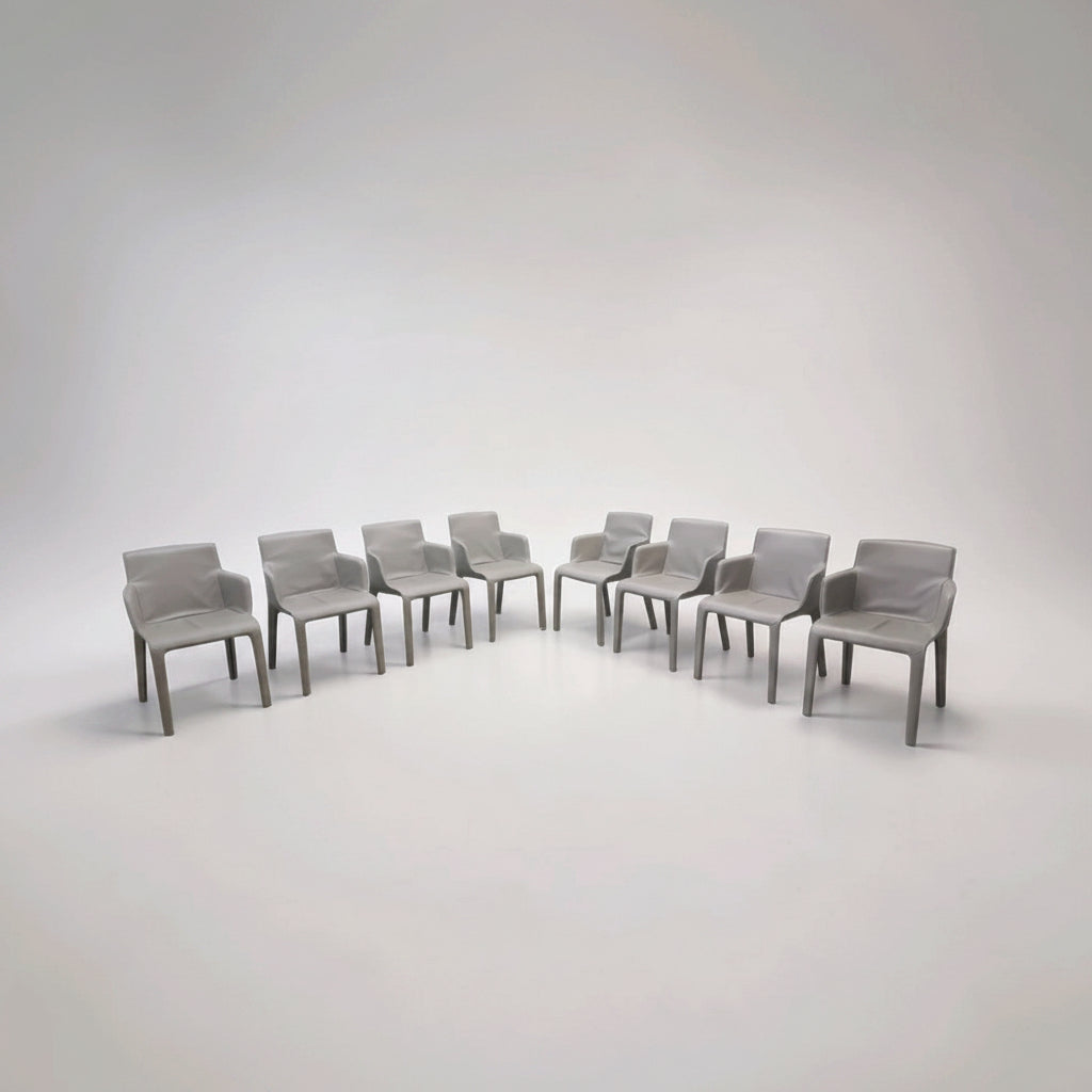Walter Knoll Gio Stühle Set 8 Leder Grau-Walter Knoll-JSFurniture