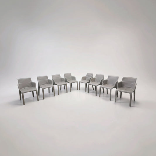 Walter Knoll Gio Stühle Set 8 Leder Grau-Walter Knoll-JSFurniture