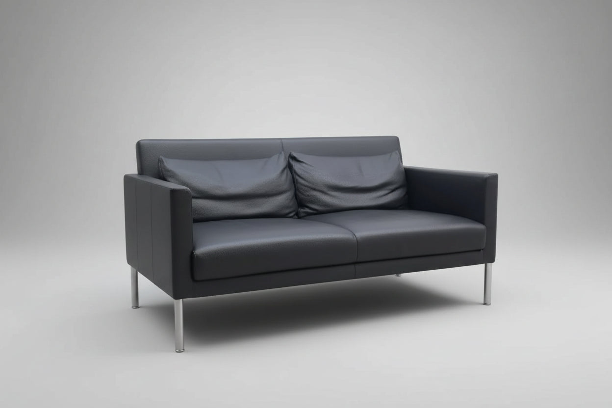 Walter Knoll Jason 391 Zweisitzer Sofa Leder Schwarz-Walter Knoll-JSFurniture