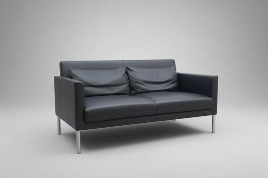 Walter Knoll Jason 391 Zweisitzer Sofa Leder Schwarz-Walter Knoll-JSFurniture